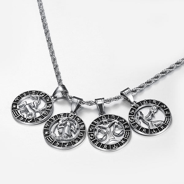 Fashion Zodiac Sign Titanium Steel Necklace