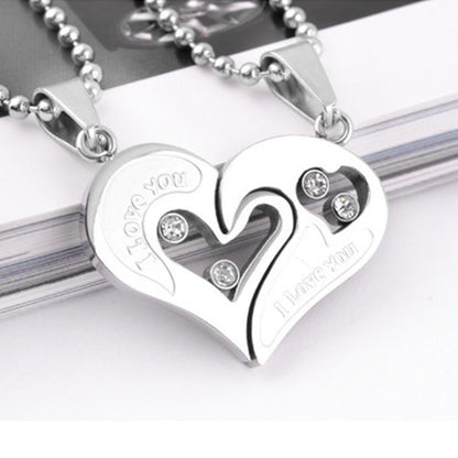 Fashion Match Heart Shape Titanium Steel Couple Necklace
