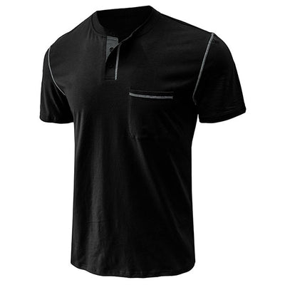 Popular Henley Style Us Size Round Collar Men's T-Shirt