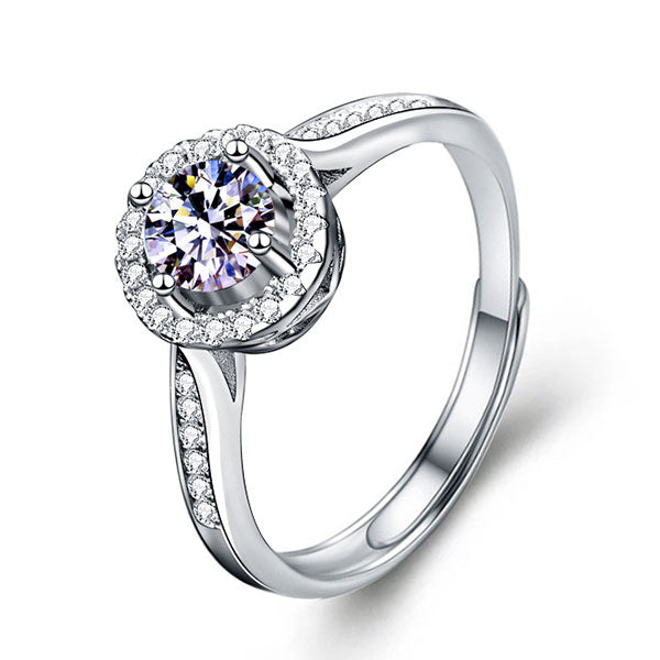 Classic Pave Setting Moissanite Ring Adjustable Size