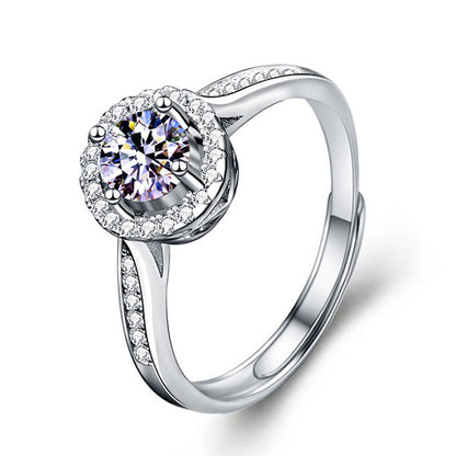 Classic Pave Setting Moissanite Ring Adjustable Size