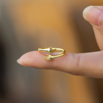 Fashion 925 Sterling Silver Love Hug Adjustable Ring