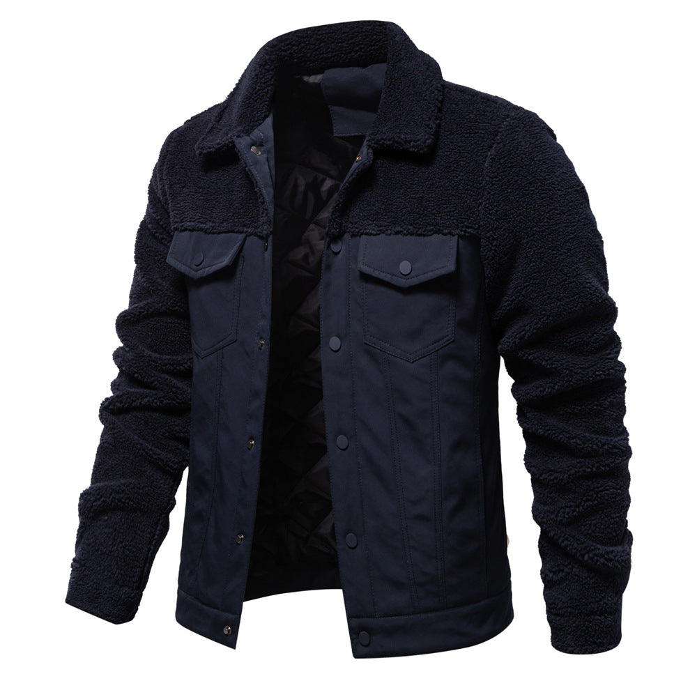 Fashion Solid Color Berber Fleece Men's Jacket