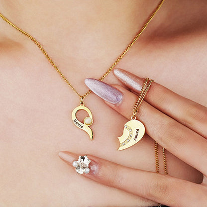 Fashion Match Heart Personalized Name Couple Necklace Price A Pair