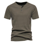 Fashion Henley Style Round Collar Men's T-Shirt