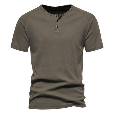 Fashion Henley Style Round Collar Men's T-Shirt