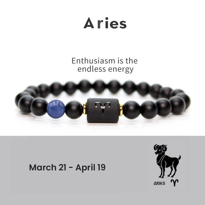 Astrological Sign Natural Agate Unisex Bracelet