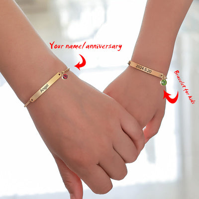 Personalized Name And Birthstone Memorial Bracelet For Adults And Children