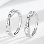 Roman Numbers 999 Sterling Silver Adjustable Ring For Couples
