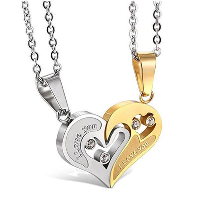 Fashion Match Heart Shape Titanium Steel Couple Necklace