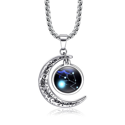 Fashion Zodiac Sign Long Chain Luminous Necklace