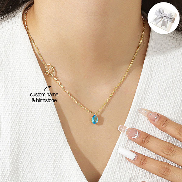 Custom Birthstone and Name Enhance Personality Necklace