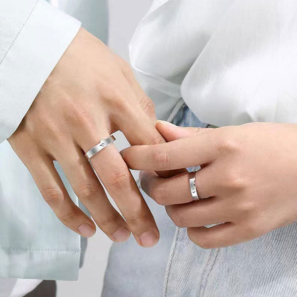 Fashion Kiss Shape 925 Sterling Silver Adjustable Ring For Couples