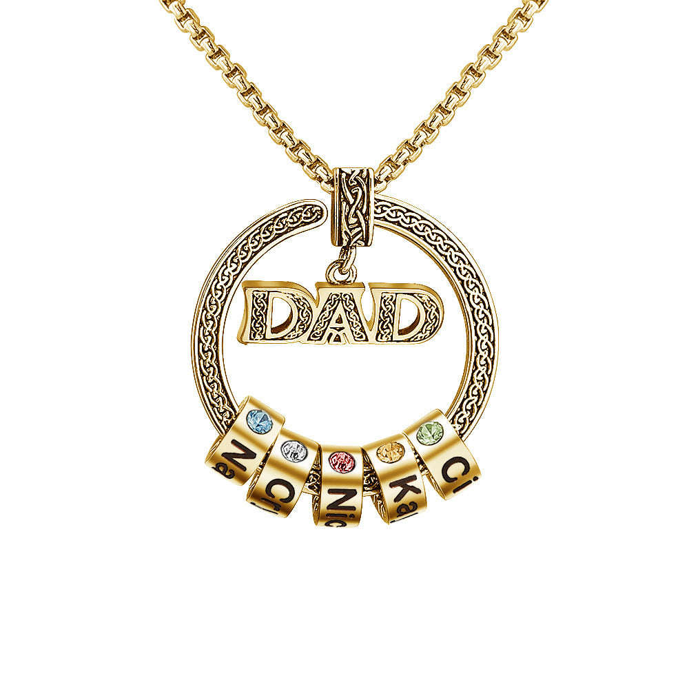 Meaningful Dad Letter Custom Birthstone and Name Charm Necklace