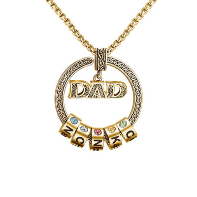 Meaningful Dad Letter Custom Birthstone and Name Charm Necklace