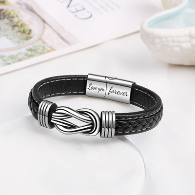 Simple Design Link Forever Leather Bracelet For Men