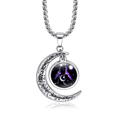 Fashion Zodiac Sign Long Chain Luminous Necklace