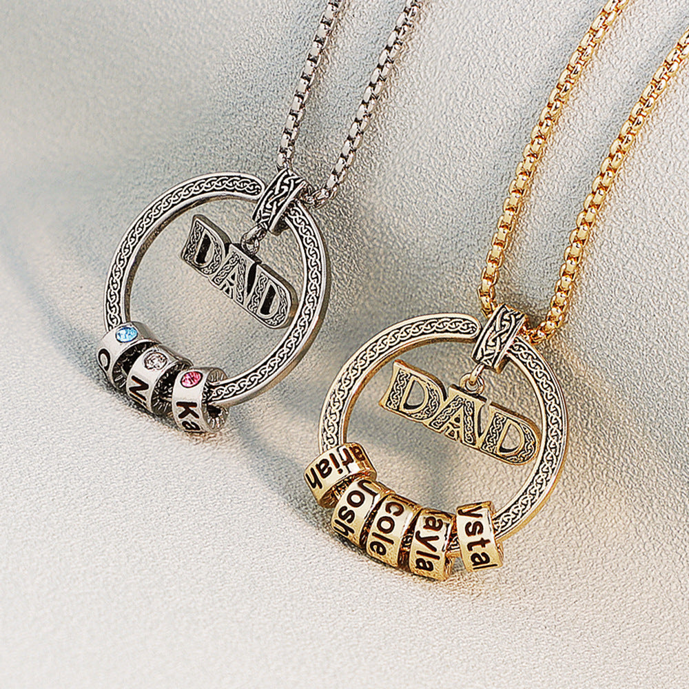 Meaningful Dad Letter Custom Birthstone and Name Charm Necklace