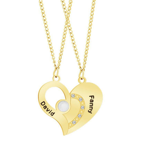 Fashion Match Heart Personalized Name Couple Necklace Price A Pair