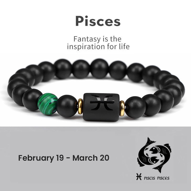 Astrological Sign Natural Agate Unisex Bracelet