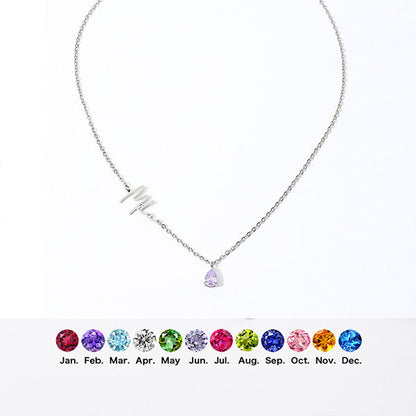 Custom Birthstone and Name Enhance Personality Necklace