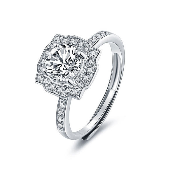 Classic Pave Setting Moissanite Ring Adjustable Size