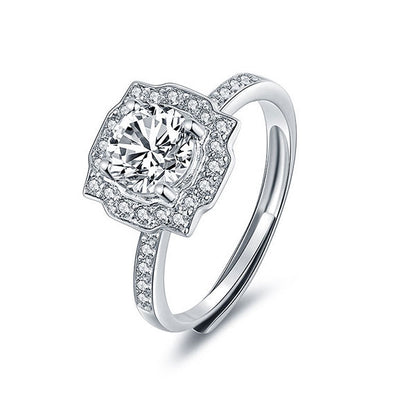 Classic Pave Setting Moissanite Ring Adjustable Size