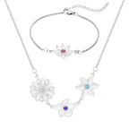 Three-Dimensional Birth Flower Design Elegant Necklace And Bracelet