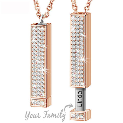 Personalized Name I LOVE YOU LETTER Telescopic Cylindrical Pendant Necklace