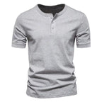Retro Round Collar Short Sleeve Men's Henry T-Shirt