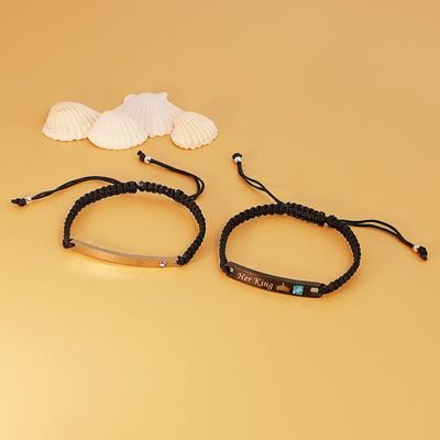 Fashion Adjustable String Her King $ His Queen Bracelets For Couples