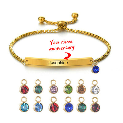 Personalized Name And Birthstone Memorial Bracelet For Adults And Children