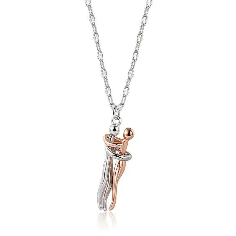 Fashion 925 Sterling Silver Love Hug Necklace