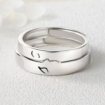 Fashion Kiss Shape 925 Sterling Silver Adjustable Ring For Couples