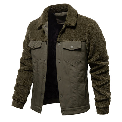 Fashion Solid Color Berber Fleece Men's Jacket