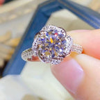 Classic Floral Pattern Round Cut Moissanite Ring