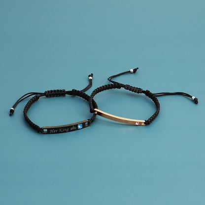 Fashion Adjustable String Her King $ His Queen Bracelets For Couples