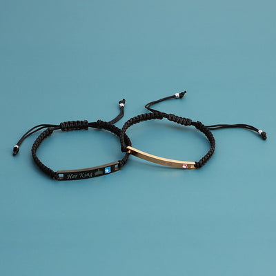 Fashion Adjustable String Her King $ His Queen Bracelets For Couples