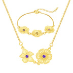 Three-Dimensional Birth Flower Design Elegant Necklace And Bracelet