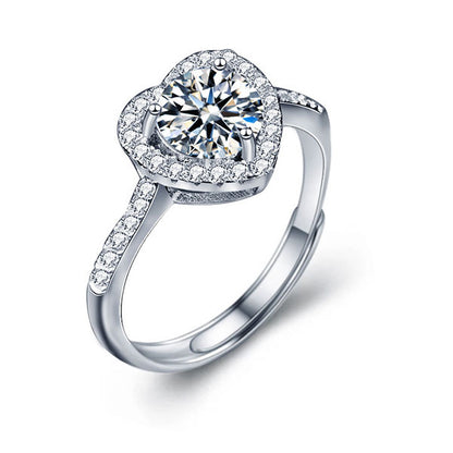 Classic Pave Setting Moissanite Ring Adjustable Size