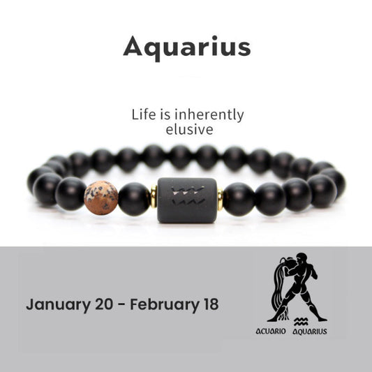 Astrological Sign Natural Agate Unisex Bracelet
