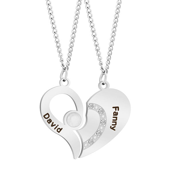 Fashion Match Heart Personalized Name Couple Necklace Price A Pair