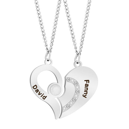 Fashion Match Heart Personalized Name Couple Necklace Price A Pair