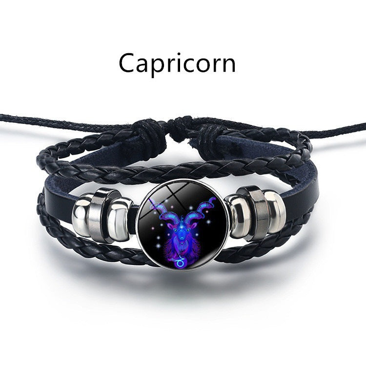 Fashion Astrological Sign Adjustable String Luminous Bracelet For Male And Female