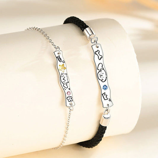Cute Dog And Cat Theme 990 Silver Rings And Bracelets For Couples