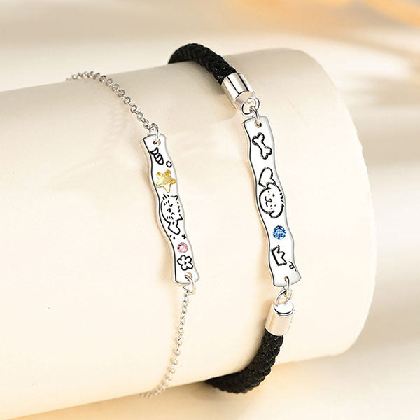 Cute Dog And Cat Theme 990 Silver Rings And Bracelets For Couples