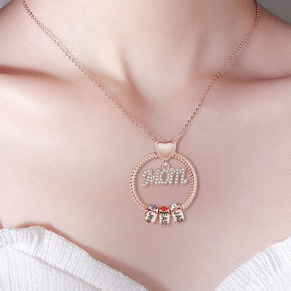 Personalized Birthstone and Name Necklace Mother's Day Gift 1-7 Names