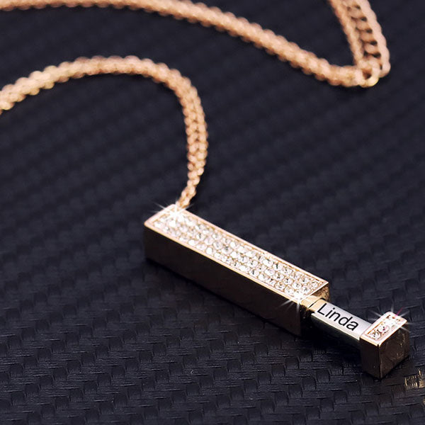 Personalized Name I LOVE YOU LETTER Telescopic Cylindrical Pendant Necklace