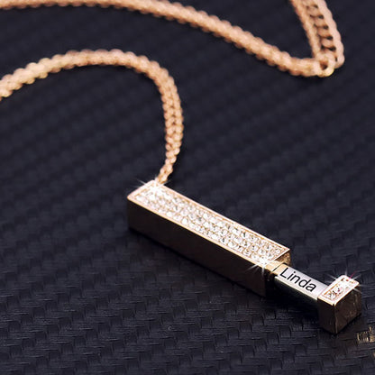 Personalized Name I LOVE YOU LETTER Telescopic Cylindrical Pendant Necklace