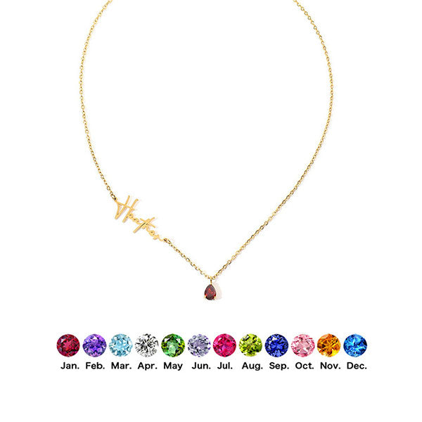 Custom Birthstone and Name Enhance Personality Necklace